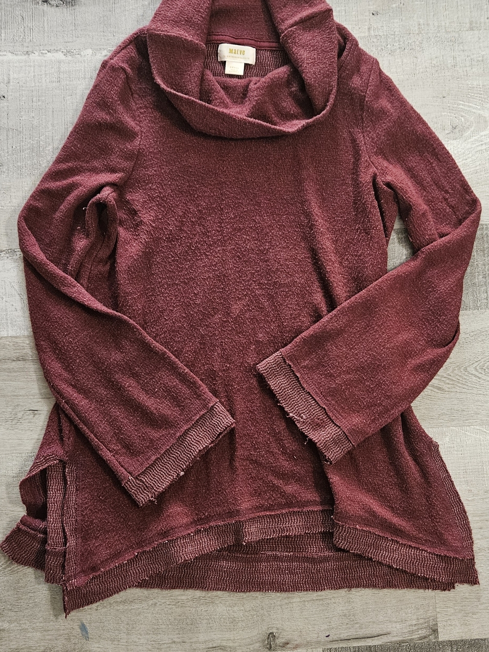Maeve by Anthropologie Cozy Knit Sweater Cowl Neck Maroon Size Small
